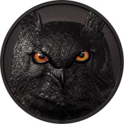 Palau EAGLE OWL series HUNTERS BY NIGHT $10 Silver Coin Smartminting Ultra High Relief 2021 Obsidian Black Proof 2 oz